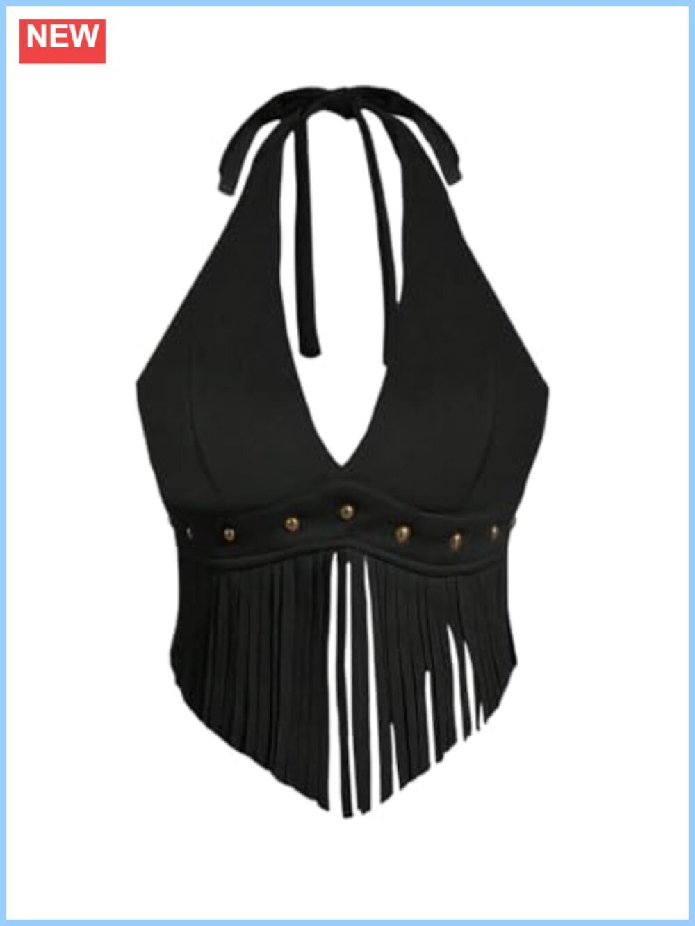 Fringe Halter Tank Top Faux Suede Cowgirl Festival Going Out Top Y2K
